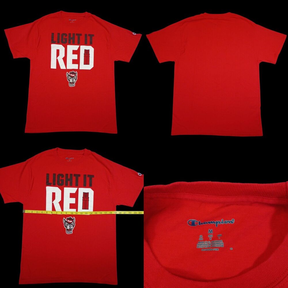 NC State University LITGH IT RED T-Shirt Graphic Print Champion Red Size Medium